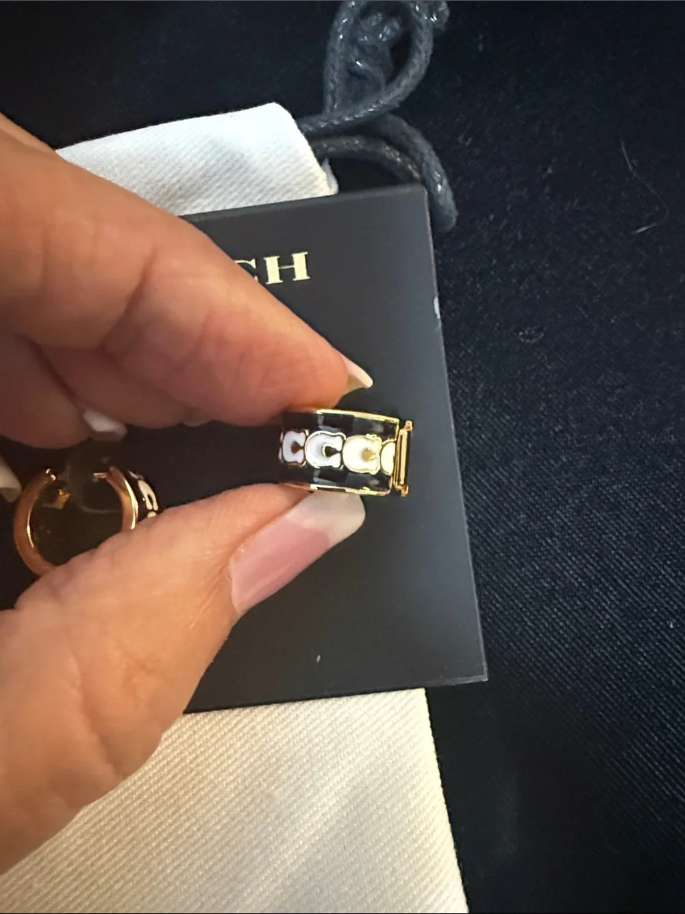 COACH Gold-Tone Signature Small Hoop Earrings - Picture 6 of 6